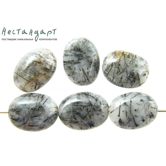 Кварц натуральный с включением шерла Oval 16х12 мм (уп. 6 шт.), изображение 2