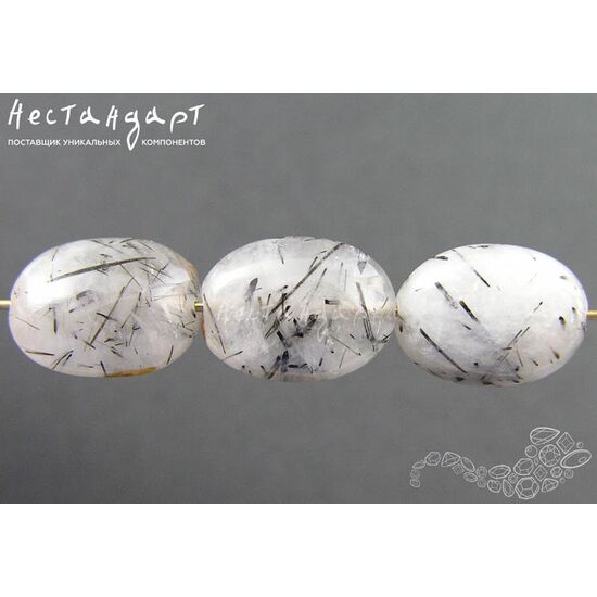 Кварц натуральный с включением шерла Oval 16х12 мм (уп. 6 шт.), изображение 3