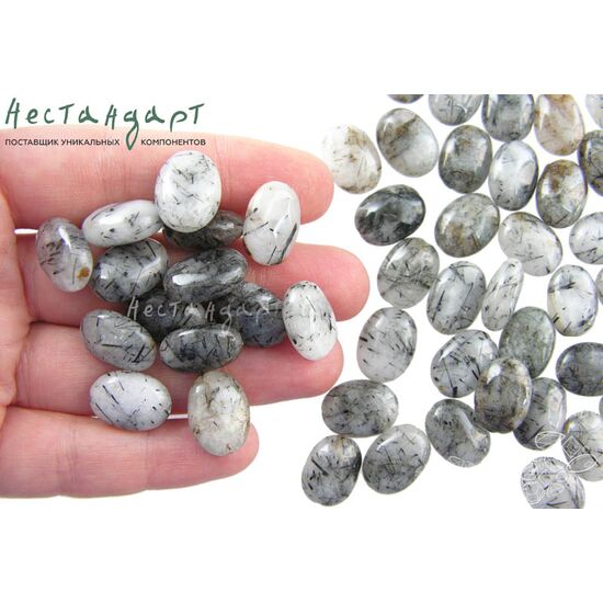 Кварц натуральный с включением шерла Oval 16х12 мм (уп. 6 шт.), изображение 4