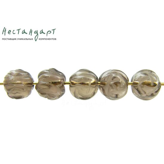 Кварц натуральный дымчатый резной Rose 8 мм (уп. 6 шт.)