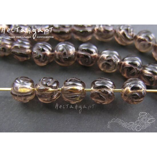 Кварц натуральный дымчатый резной Rose 8 мм (уп. 6 шт.), изображение 2