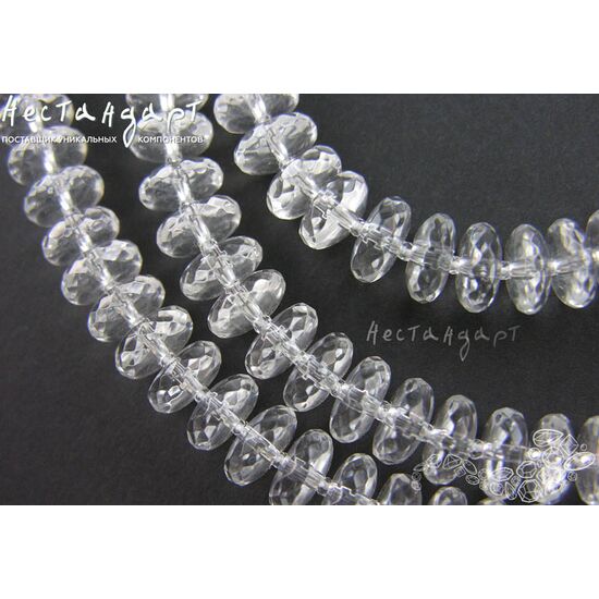 Горный хрусталь натуральный рондель с огранкой 10х4,5 мм (уп. 5 шт), изображение 2