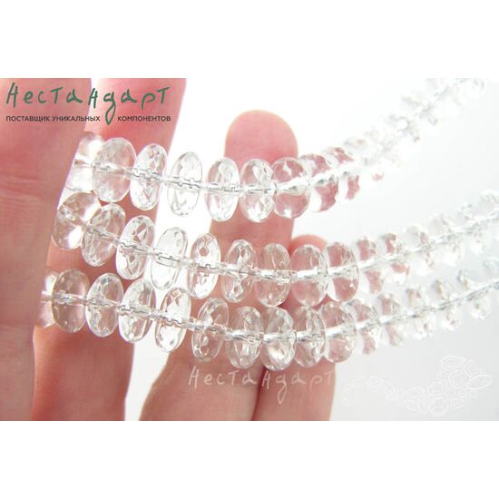 Горный хрусталь натуральный рондель с огранкой 10х4,5 мм (уп. 5 шт), изображение 3