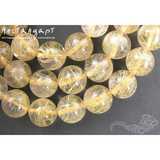 Кварц натуральный рутиловый (волосатик) 10 мм, изображение 2