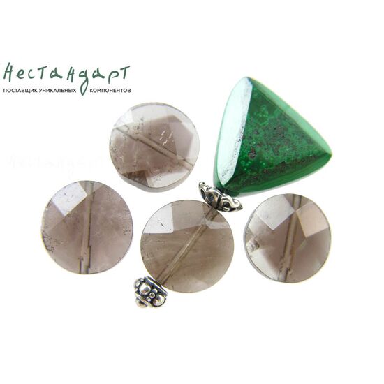 Кварц натуральный дымчатый диск с огранкой 12х6 мм