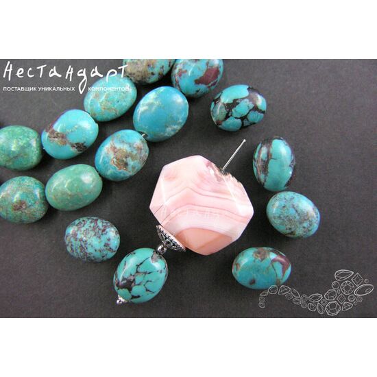 Бирюза натуральная Hubei Pebble 13-15 х 10-11 мм, изображение 2
