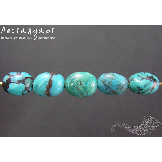 Бирюза натуральная Hubei Pebble 13-15 х 10-11 мм, изображение 4