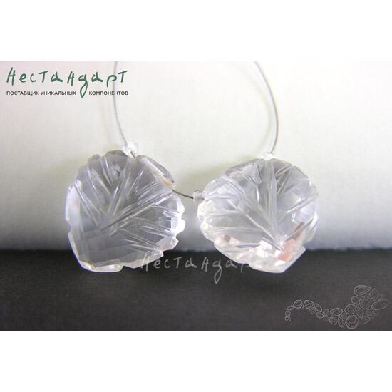 Кварц натуральный резной Crystal 12х11 мм (пара)