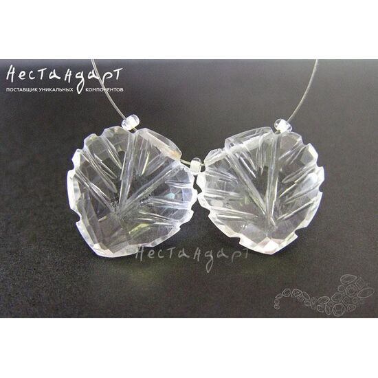 Кварц натуральный резной Crystal 12х11 мм (пара), изображение 2