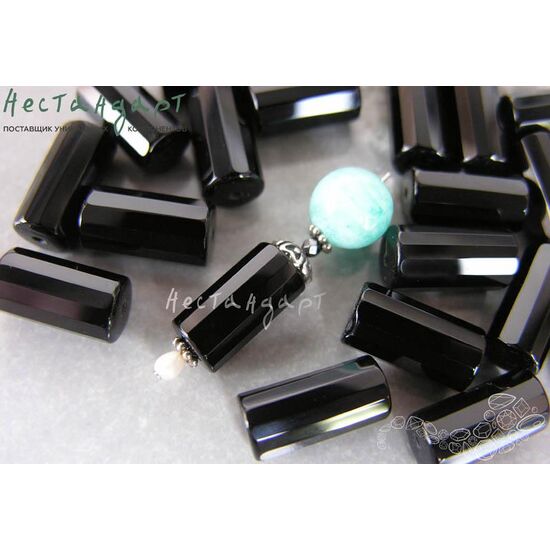 Халцедон натуральный Black Cylinder 16х8 мм, изображение 2