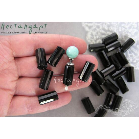 Халцедон натуральный Black Cylinder 16х8 мм, изображение 4
