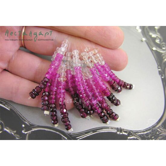 Шпинель лабораторная рубиновая рондель с огранкой 4,5 мм (уп. 13 шт.), изображение 2