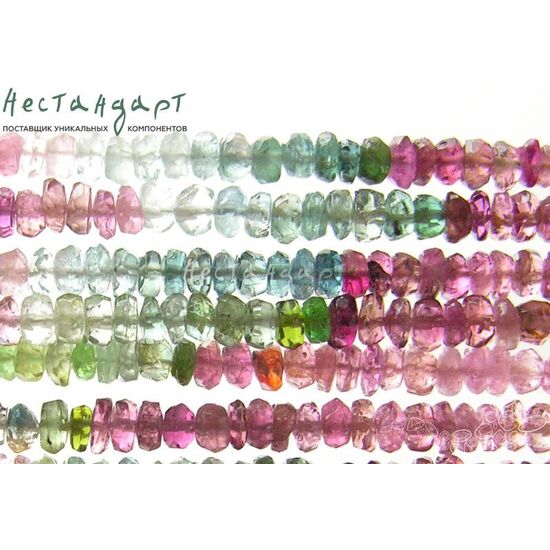 Турмалин натуральный Multicolor с огранкой 3 мм (нить 17 см), изображение 3