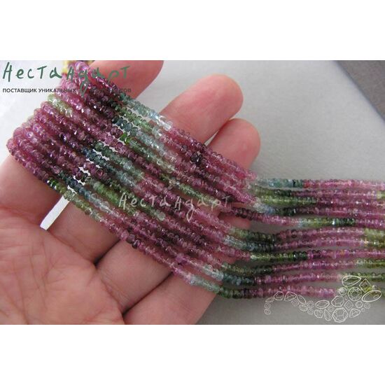 Турмалин натуральный Multicolor с огранкой 3 мм (нить 17 см), изображение 4