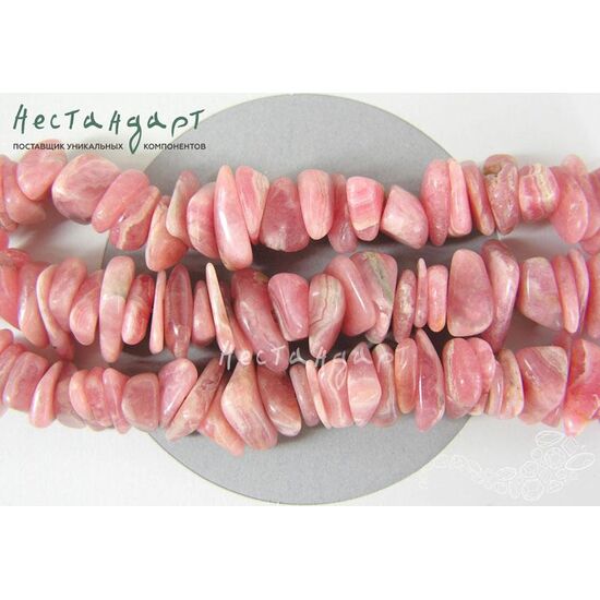 Родохрозит натуральный Pebbles 6-9 мм (нить 10 см), изображение 2