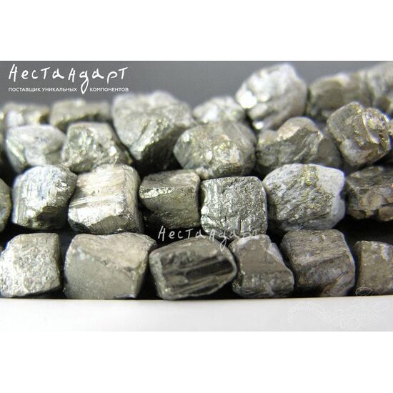 Пирит натуральный бусины грубой обработки 10-12х8-10 мм, изображение 4