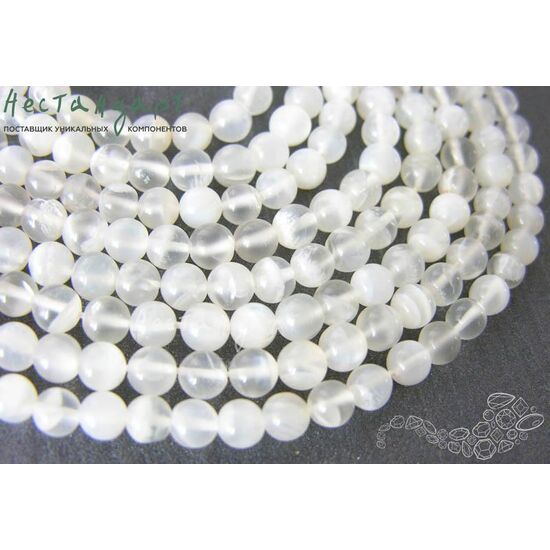 Адуляр натуральный гладкий White 6 мм (нить 10 см)