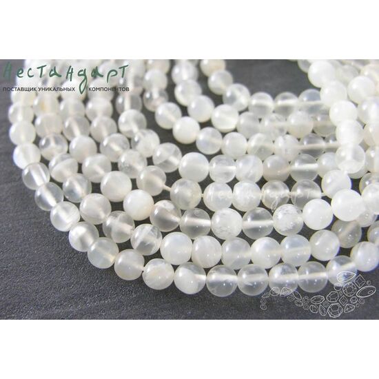 Адуляр натуральный гладкий White 6 мм (нить 10 см), изображение 4