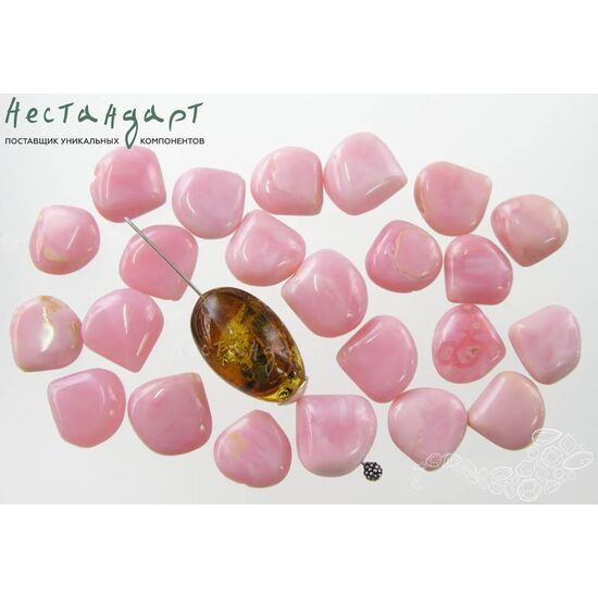 Опал натуральный розовый перуанский гладкая капля 11-15 мм, изображение 2