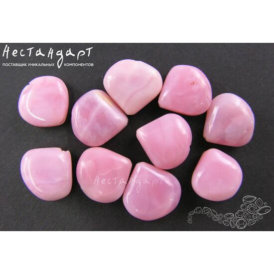 Опал натуральный розовый перуанский гладкая капля 11-15 мм, изображение 3
