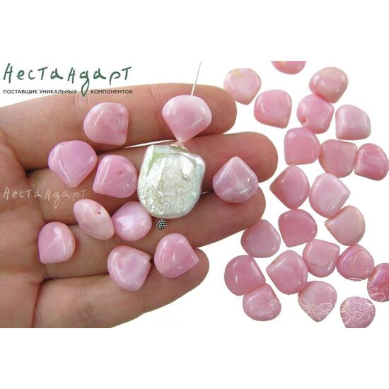 Опал натуральный розовый перуанский гладкая капля 11-15 мм, изображение 4