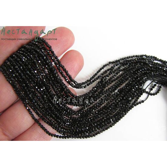 Шпинель черная с огранкой 3 мм (нить 18 см), изображение 4