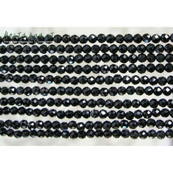 Шпинель черная с огранкой 3 мм (нить 18 см)