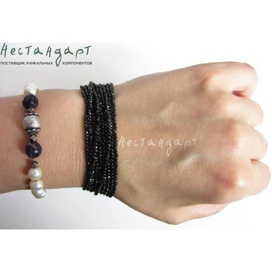 Шпинель черная с огранкой 3 мм (нить 18 см), изображение 3