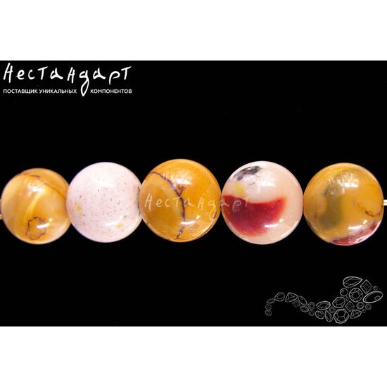 Яшма натуральная мукаит гладкий 10 мм (уп. 6 шт), изображение 2