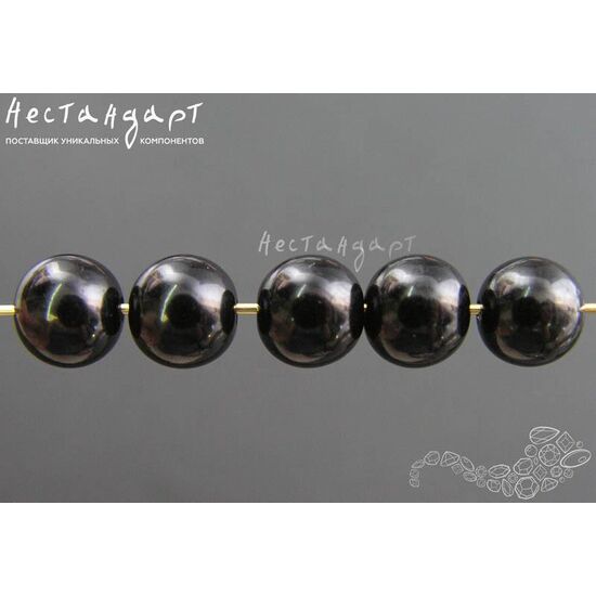 Гагат натуральный гладкий 8-9 мм (уп. 6 шт.), изображение 3