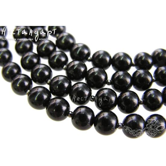 Гагат натуральный гладкий 8-9 мм (уп. 6 шт.), изображение 4