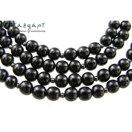 Гагат натуральный гладкий 6,5-7 мм (уп. 10 шт.), изображение 4