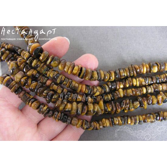 Тигровый глаз натуральный Pebble 7-10х2-4 мм (уп. 20 шт), изображение 4