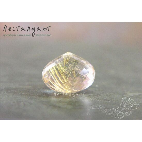 Кварц натуральный рутиловый (волосатик) бриолет-лук 11х10 мм