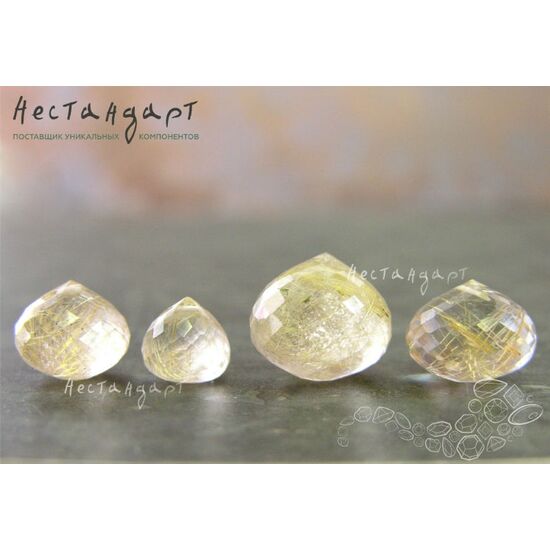 Кварц натуральный рутиловый (волосатик) бриолет-лук 10х9 мм, изображение 3