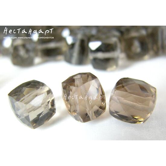 Кварц натуральный дымчатый Cube с огранкой 7-9 мм (уп. 5 шт.)