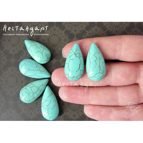 Имитация бирюзы Elongate Drop 28х14 мм, изображение 2