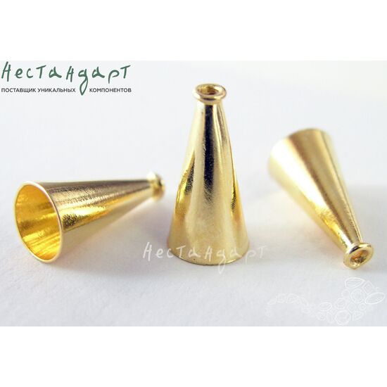 Конусовидные чашечки для бусин Smooth Cone Vermeil Sterling Silver 16х8 мм, изображение 2
