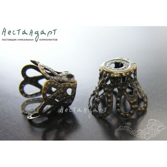 Чашечки для бусин Lamp Bronze 8х6 мм (уп. 30 шт.), изображение 3