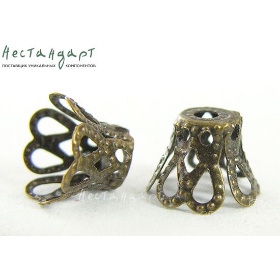 Чашечки для бусин Lamp Bronze 8х6 мм (уп. 30 шт.), изображение 4