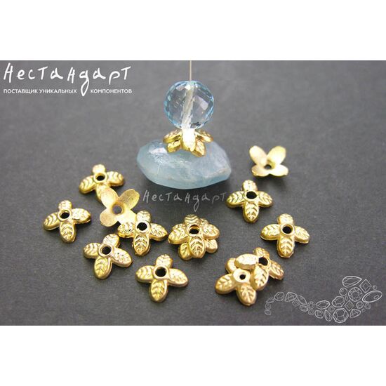 Чашечки для бусин Flower Gold Plated 8х2 мм, изображение 2
