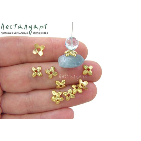 Чашечки для бусин Flower Gold Plated 8х2 мм, изображение 3