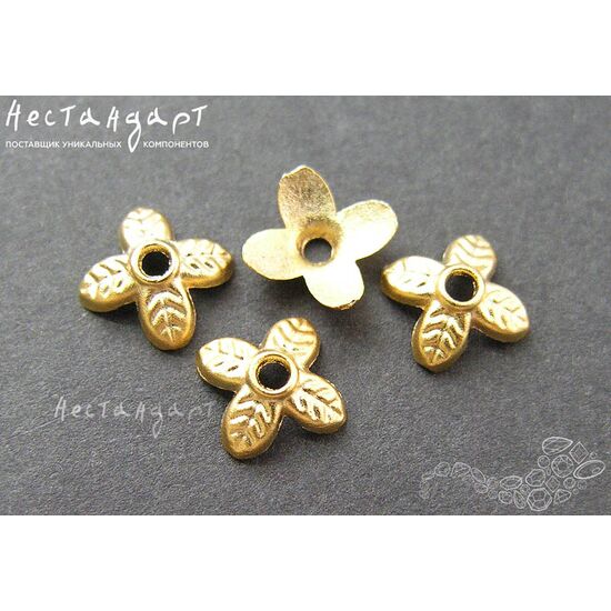 Чашечки для бусин Flower Gold Plated 8х2 мм, изображение 4