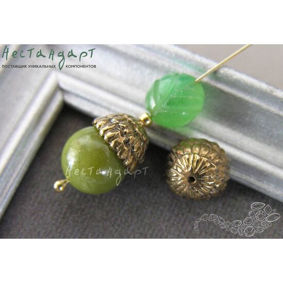 Чашечки для бусин Acorn латунь 10,5х6 мм, изображение 2