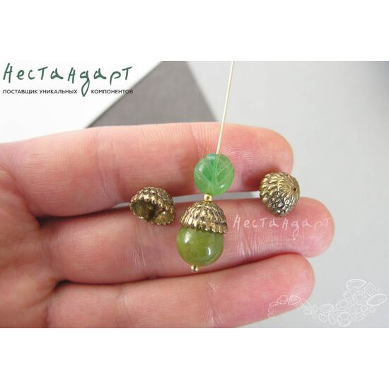 Чашечки для бусин Acorn латунь 10,5х6 мм, изображение 4