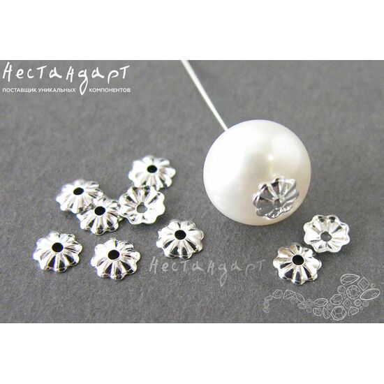 Чашечки для бусин Swirl Round Sterling Silver 3 мм (уп. 10 шт), изображение 2