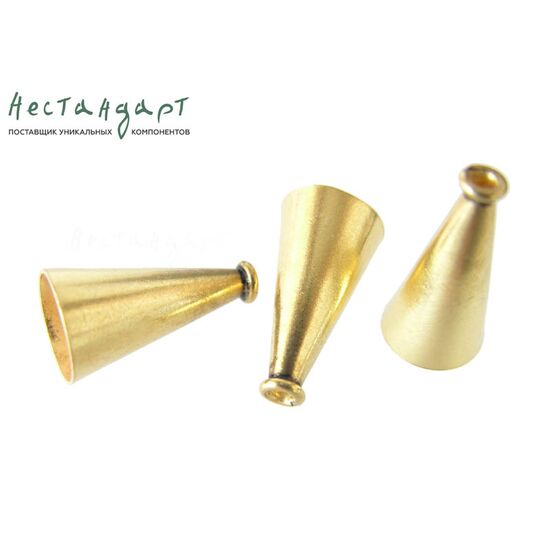 Конусовидные чашечки для бусин Smooth Сone Vermeil Sterling Silver 19х10 мм, изображение 2