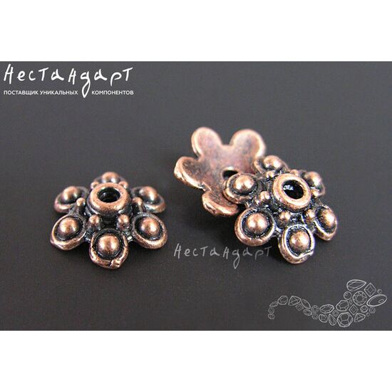 Чашечки для бусин Spotting Copper 10 мм (уп. 9 шт.), изображение 2