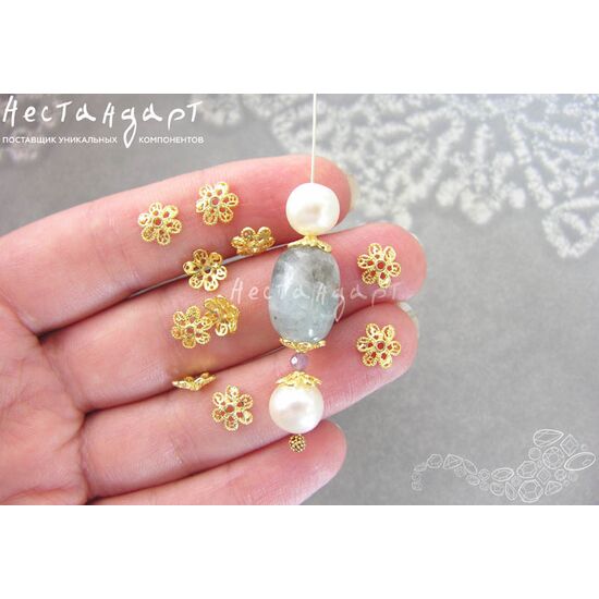 Чашечки для бусин Dainty Vermeil Sterling Silver 8 мм, изображение 4