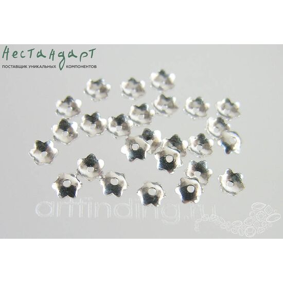 Чашечки для бусин Tiny Flower Sterling Silver 3,5х1 мм, изображение 3